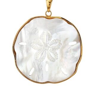 ASHA Mother-of-Pearl Sand Dollar Pendant – Gold Trim